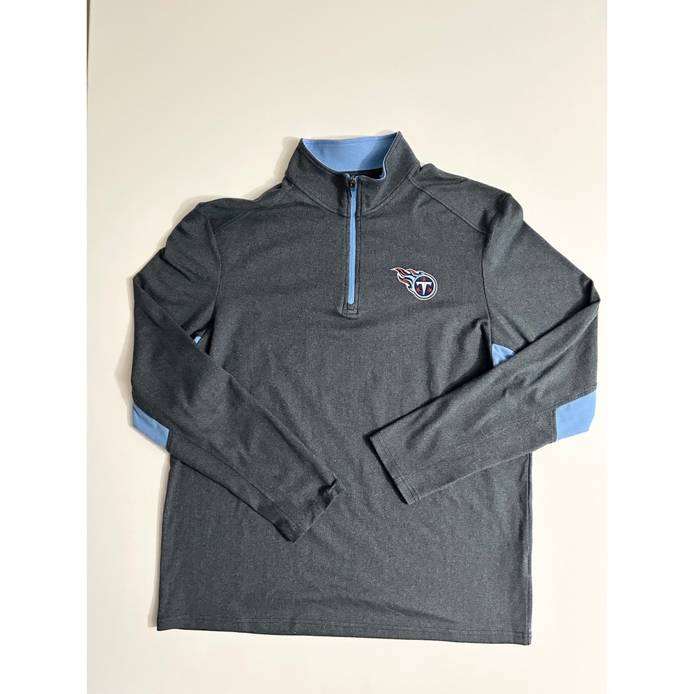 Antigua Mens Tennessee Titans NFL Quarter Zip Pullover Grey Blue Large
